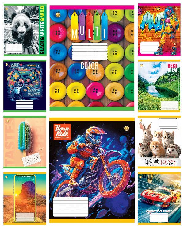 Зошити учнівські Тетрада Мікс 3 24 аркуша лінія 20 шт. в упаковці