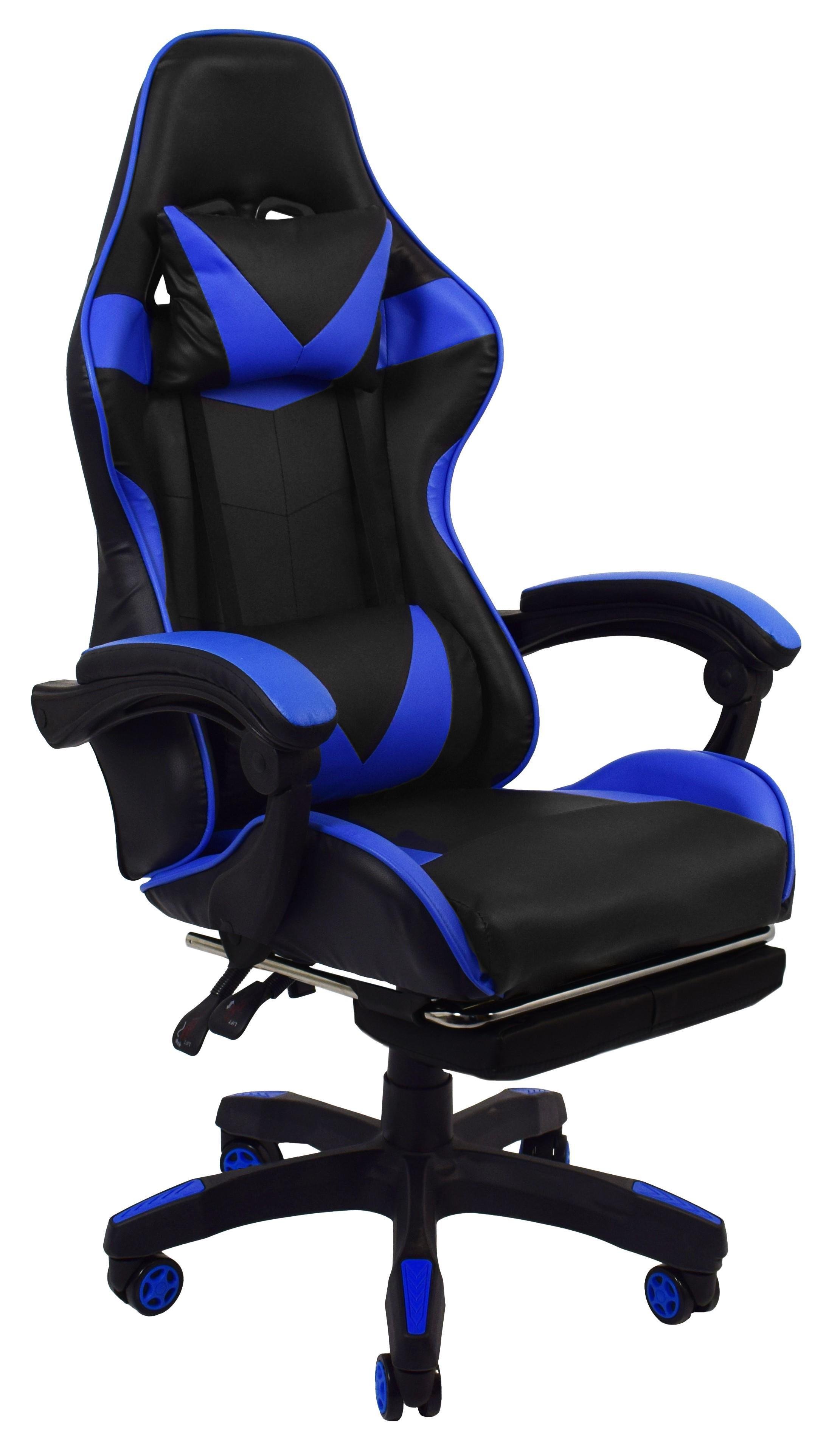 Кресло офисное компьютерное Bonro B-810 с подставкой для ног Синий (3548) - фото 15