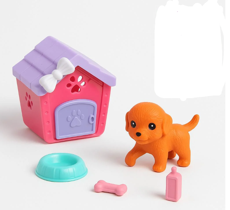 Набор игровой с животными, домик/будка 7 см (2401-6)