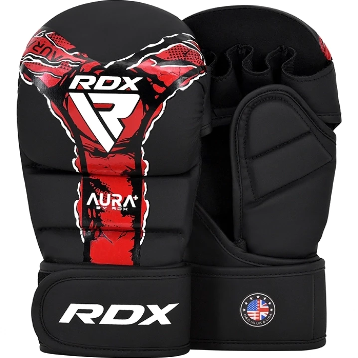 Рукавички для ММА RDX F17 New Aura Shooter Grappling Gloves S Чорно-червоний (2977526349)