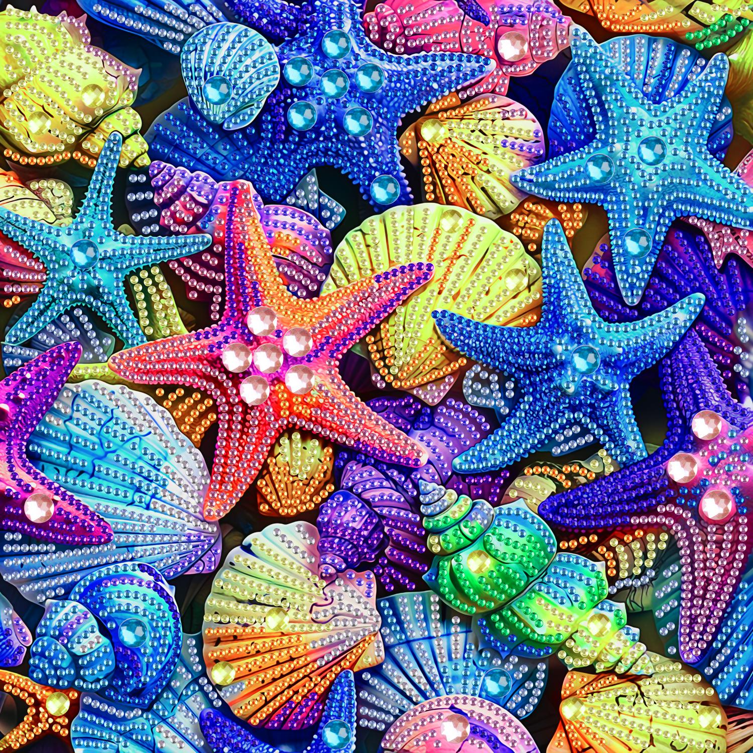 Алмазная мозаика Brushme Цветные морские звезды 25x25 см (BH013)