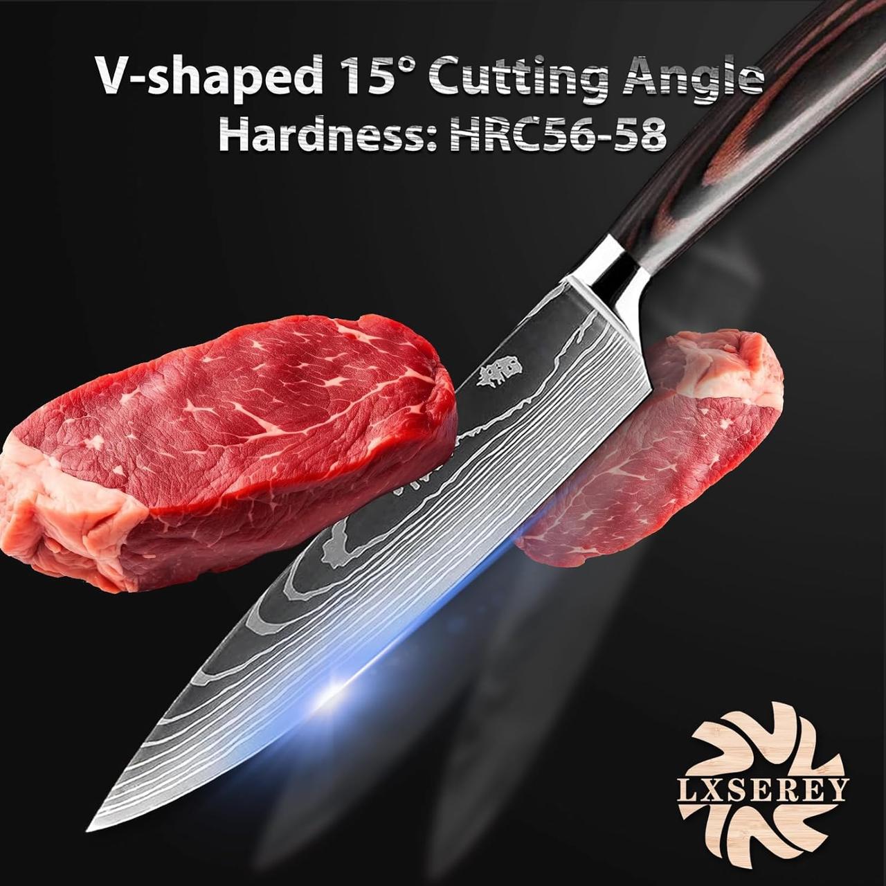 Набор ножей LXSEREY с кухонным блоком и магнитный держатель с эргономичной ручкой 7 пр. - фото 6