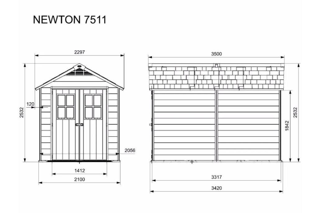 Садовий пластиковий будиночок Keter Newton 7511 (246945) - фото 4