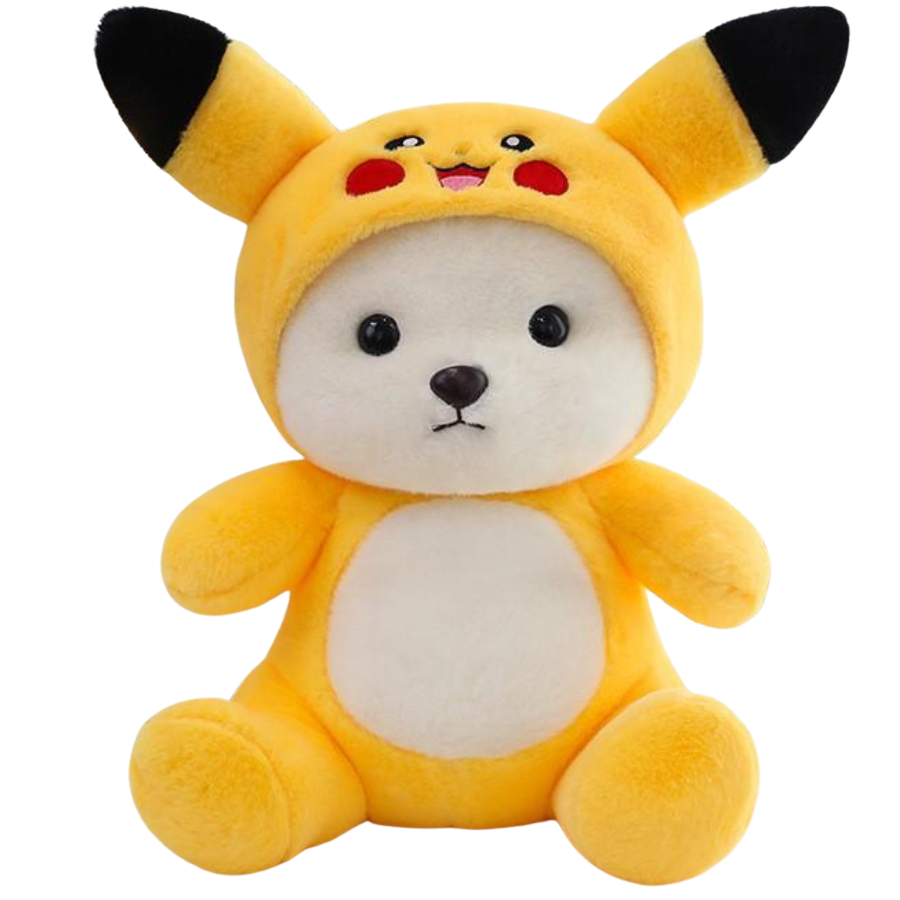 Мишка плюшевый в костюме пикача в капюшоне 40 см Желтый (9103/40)