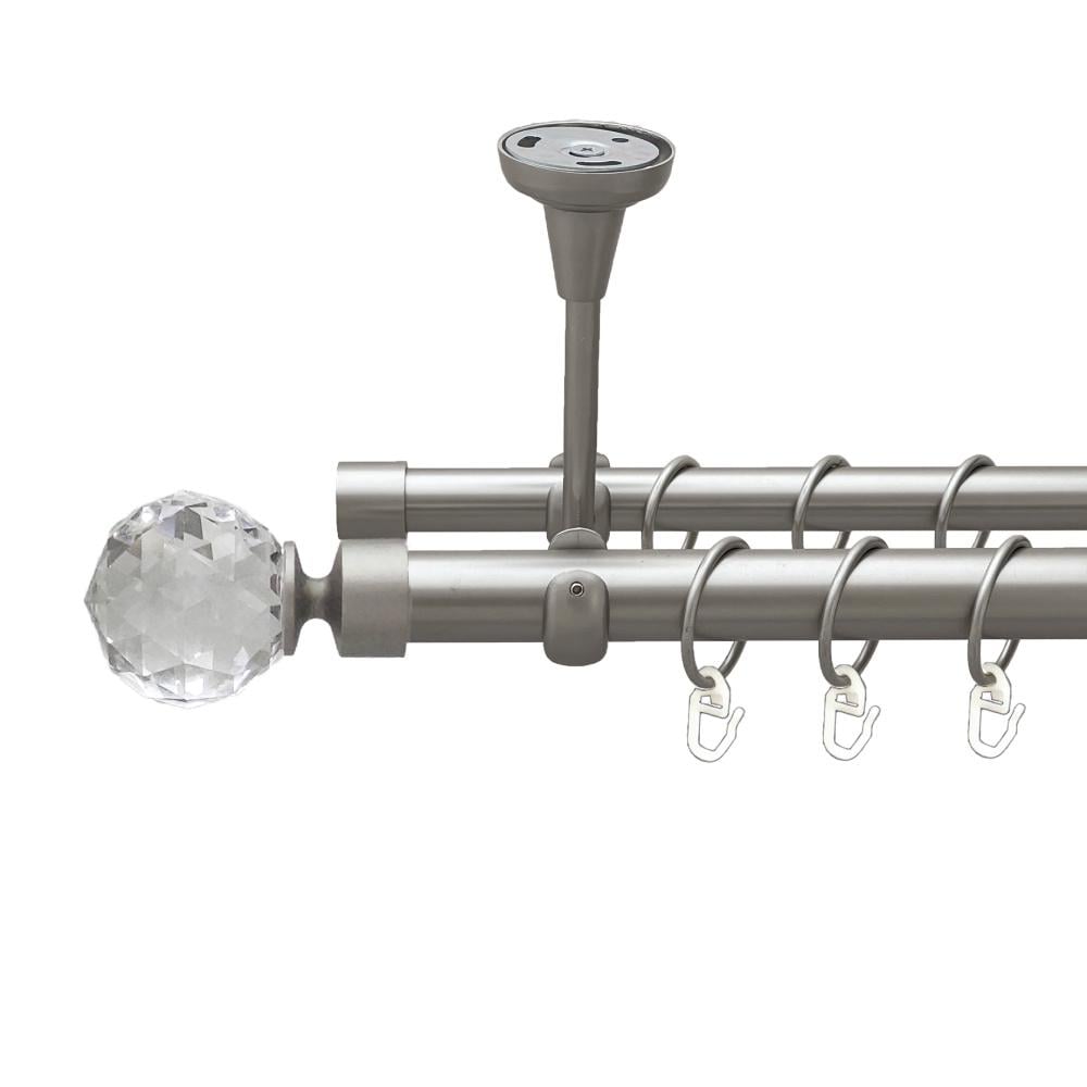 Карниз Orvit Люміера металевий дворядний відкритий до стелі гладка труба кільце металеве 25/19 мм 200 см Сатин (00-00023925)