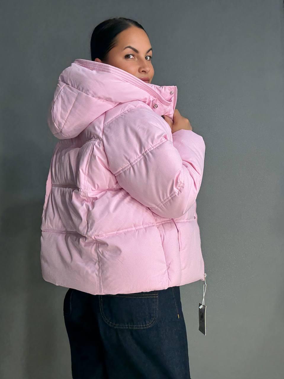 Куртка женская HAIZIYUAN 8589 средней длины с капюшоном XL Розовый (4803) - фото 3