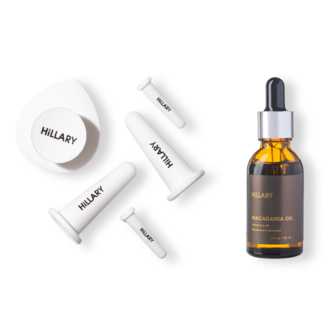 Набор вакуумных банок для массажа лица Hillary Органическая нерафинированное масло макадамии холодного отжима (HI-11-366)