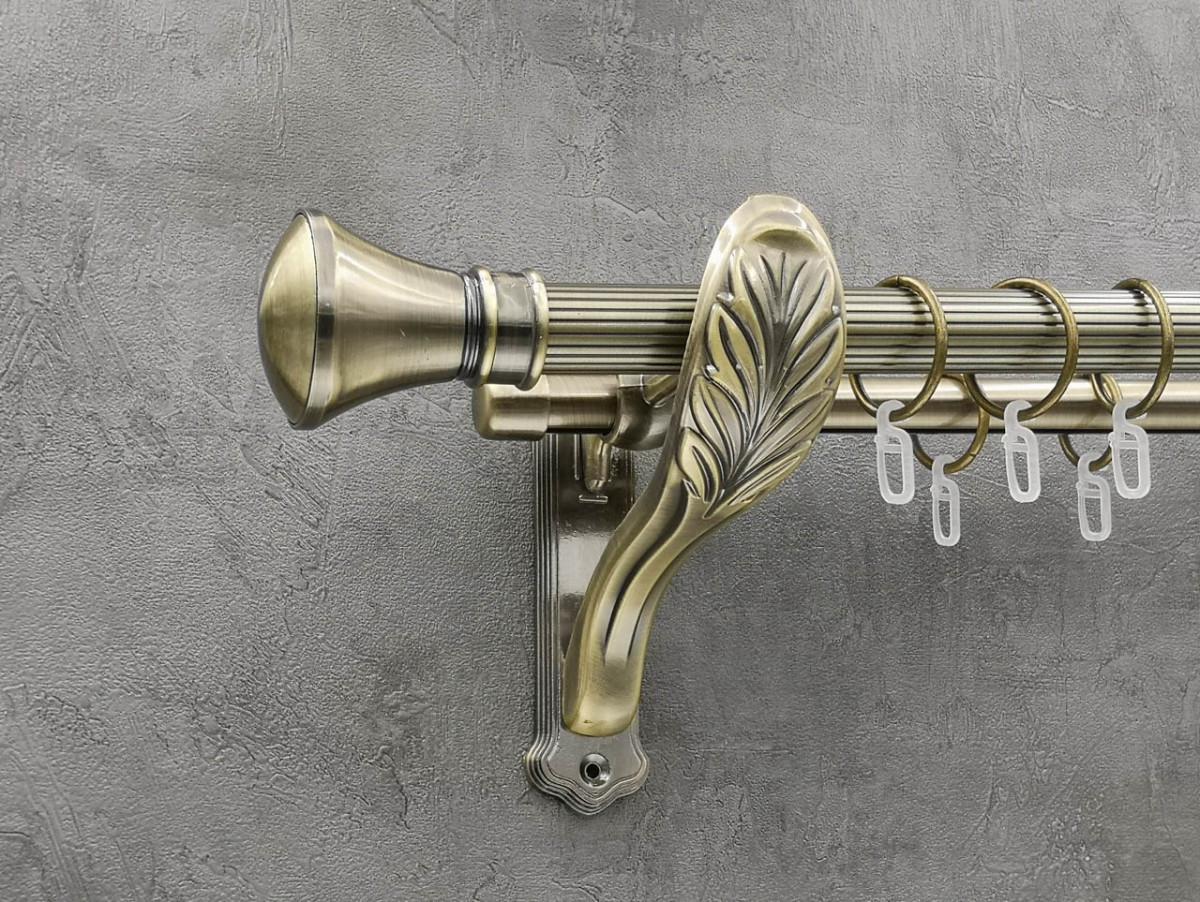 Карниз Quadrum Люксор рифленая штанга двойной ретро 25/19 мм 200 см Антик (262050101)