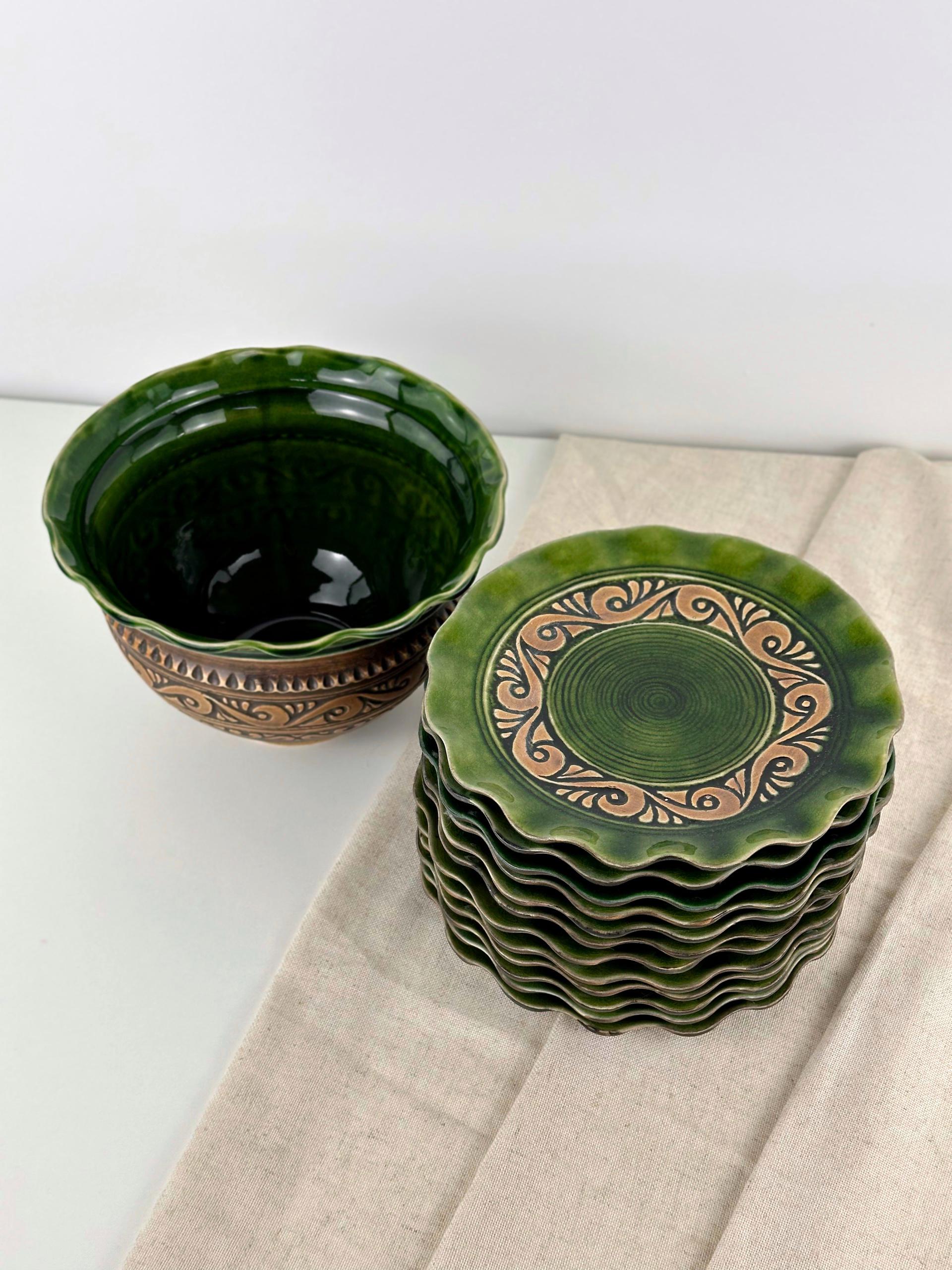 Набор глиняной посуды Рождественский для кутьи Гражда на 12 человек Коричневый (17019-39)