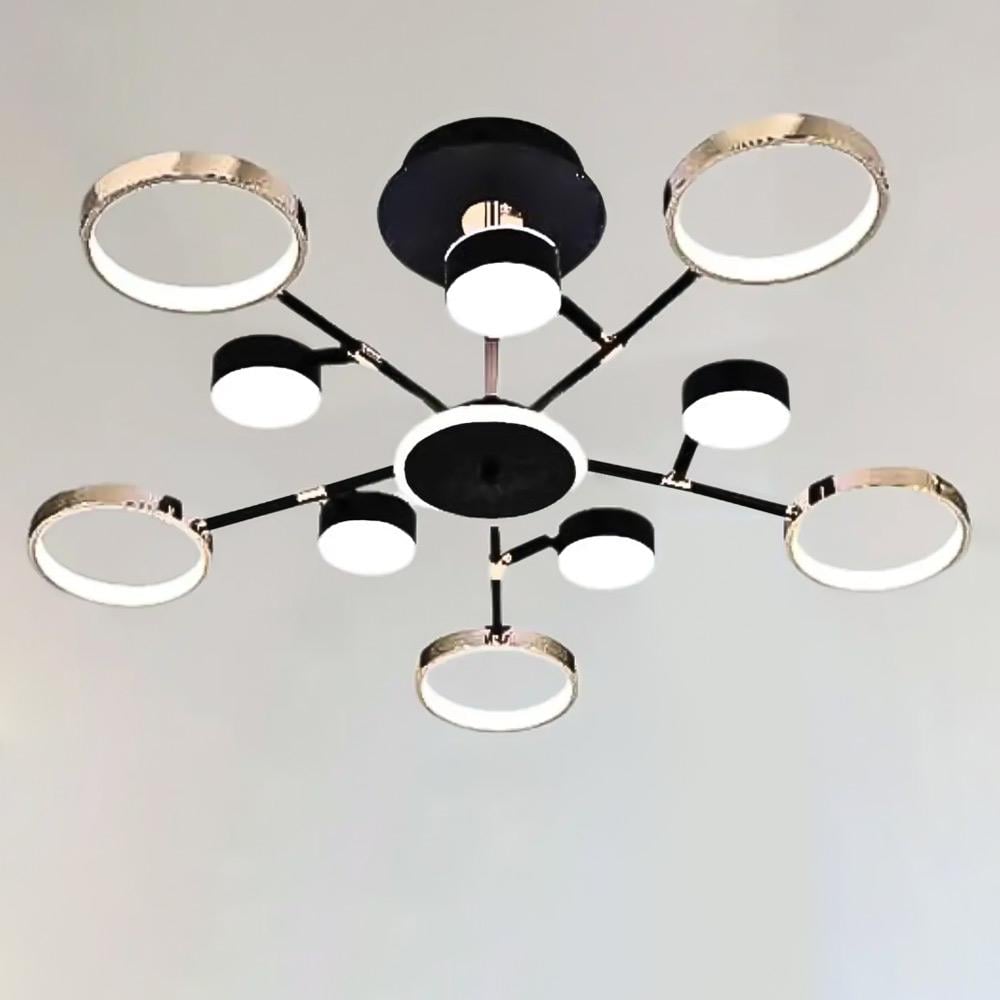 Люстра потолочная светодиодная LightHouse SY-19492/5/5/1 BK/FGD 184W 880х350 мм Черный/Золотой