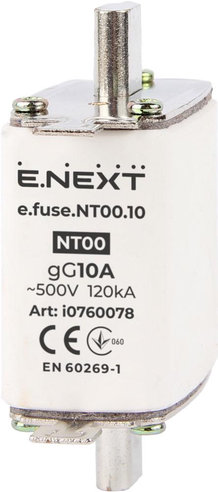 Предохранитель ножевой E.NEXT e.fuse.NT00.10 NT00 10А gG с плавкой вставкой (i0760078) - фото 1