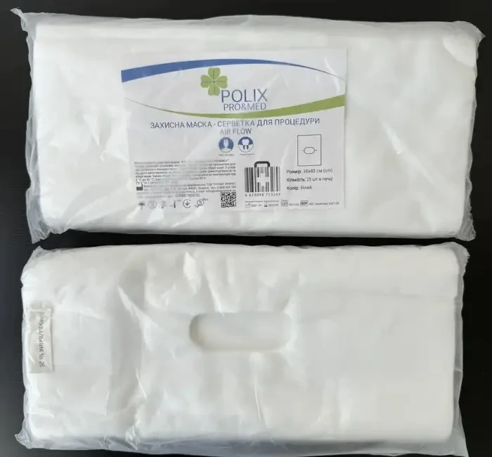 Маска-салфетка защитная POLIX PRO&MED AIR Flow 30х40 см 25 шт./пач. Белый (2538726035) - фото 2 Маска-салфетка защитная POLIX PRO&MED AIR Flow 30х40 см 25 шт./пач. Белый (2538726035) - фото 2