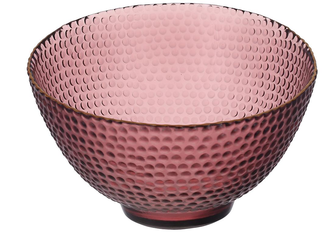 Салатник стеклянный BonaDi Bauble с золотым ободком 17х12 см Пурпурный (992-088)