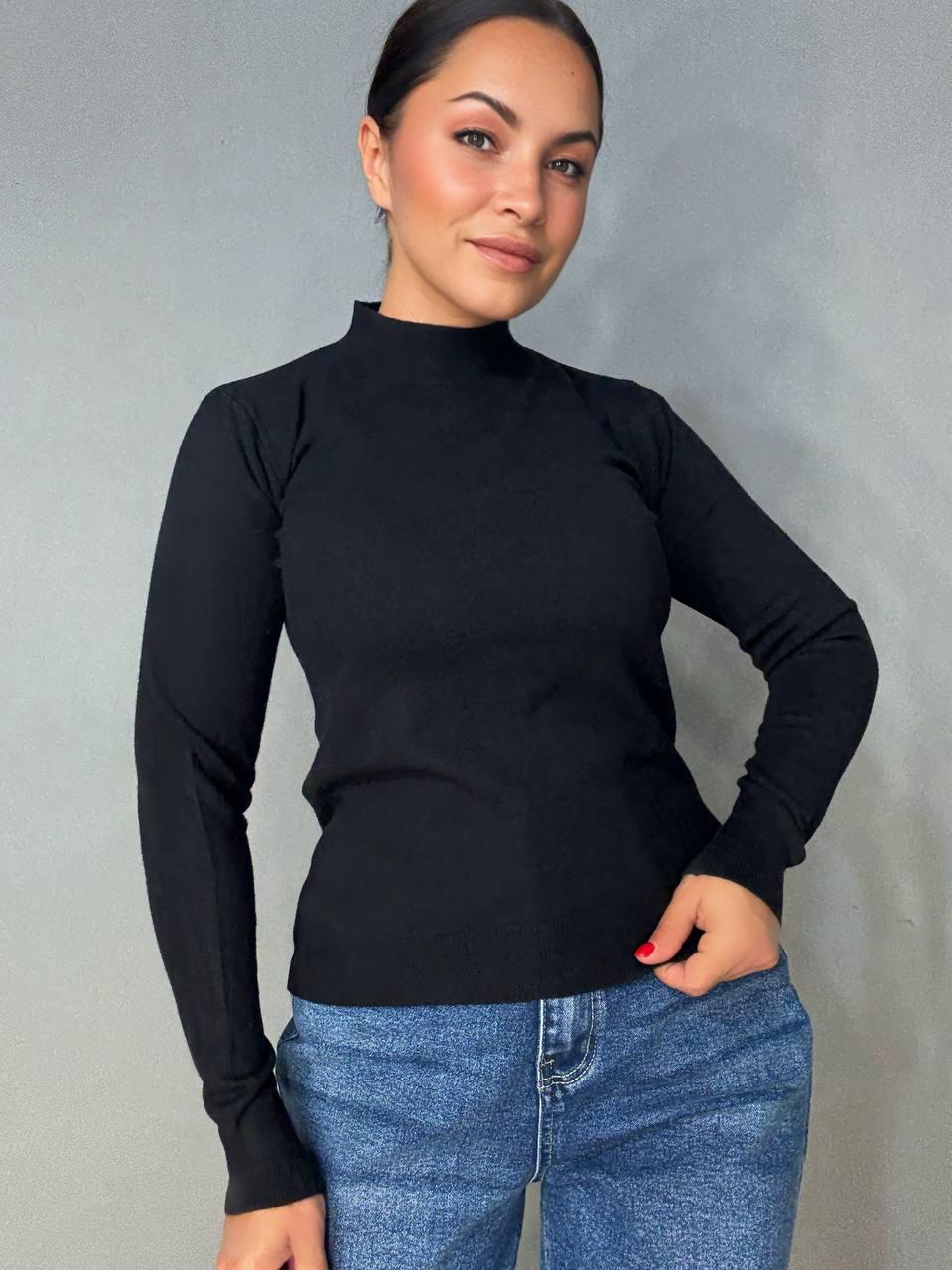 Светр жіночий A-N 106 водолазка гольф з коміром стійкою базовий OS Чорний (5407)