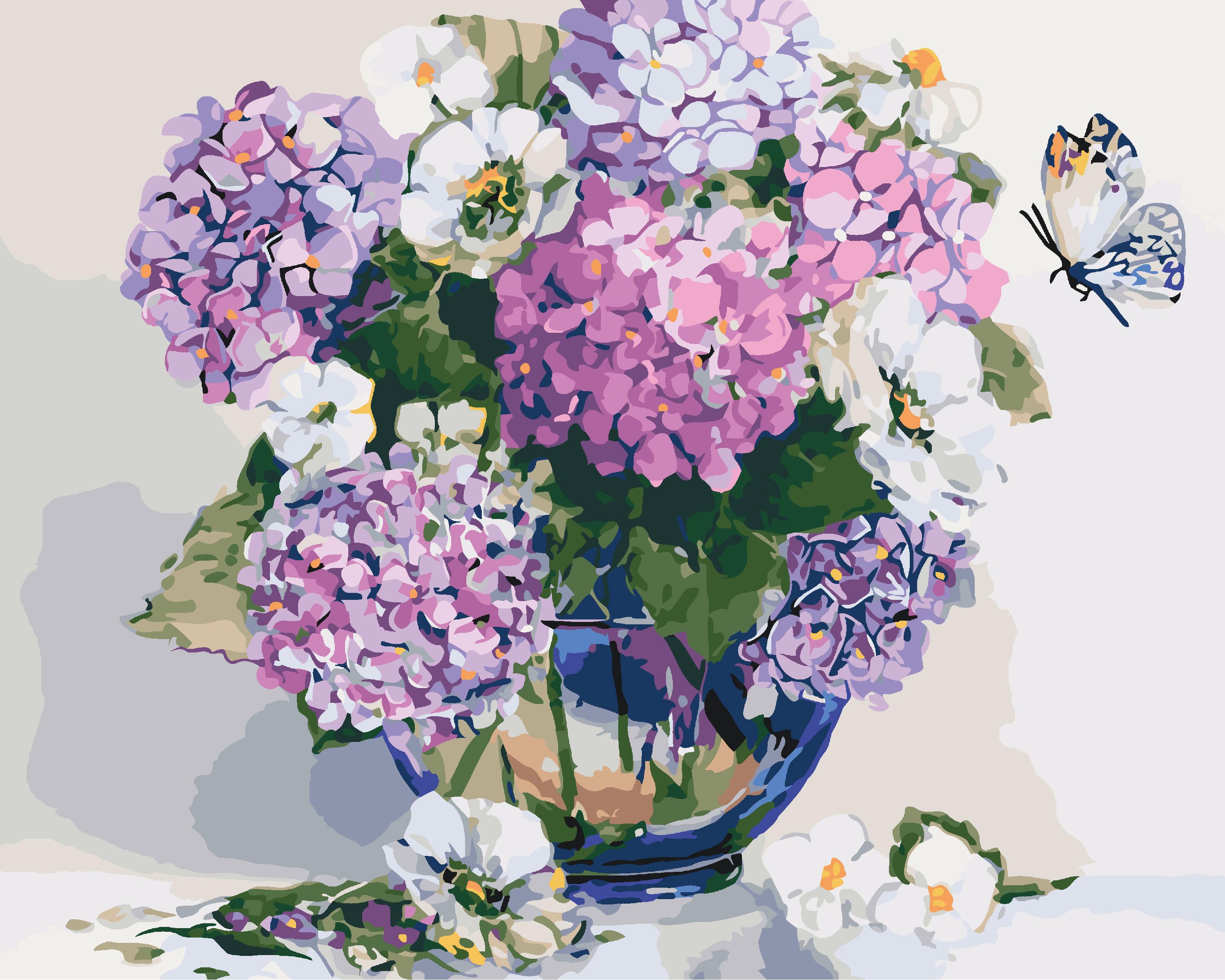 Картина по номерам Идейка "Гортензия и жасмин" 40х50 см (KH2083)