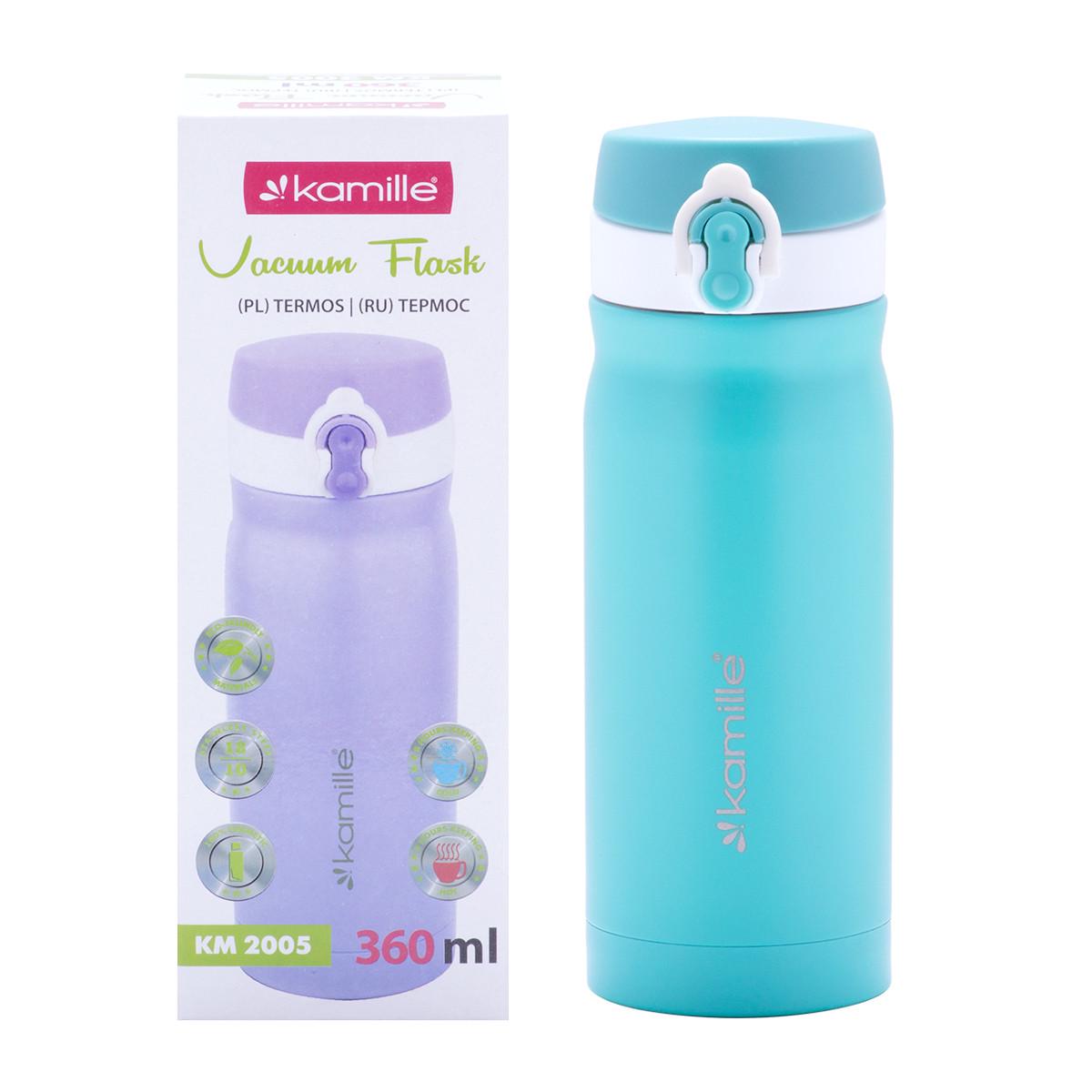 Термос-бутылка Kamille KM-2005 из нержавеющей стали 360 мл Бирюзовый (1883389087)