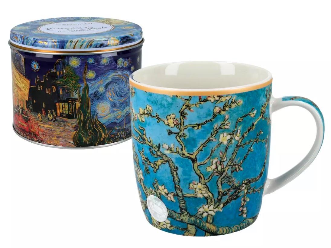 Кружка фарфоровая Carmani в металлической коробке Ван Гог Цветущее миндальное дерево 380 мл (830-3108)