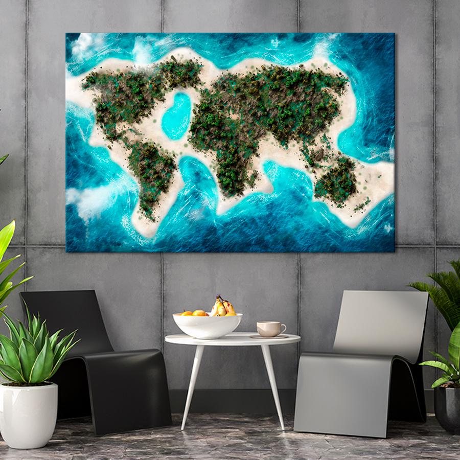 Картина карта Райские острова на карте 51x34 см (A1335-1)