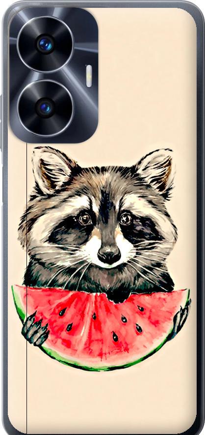 Чохол на Realme C55 Єнотик з кавуном (4605u-2992-42517)