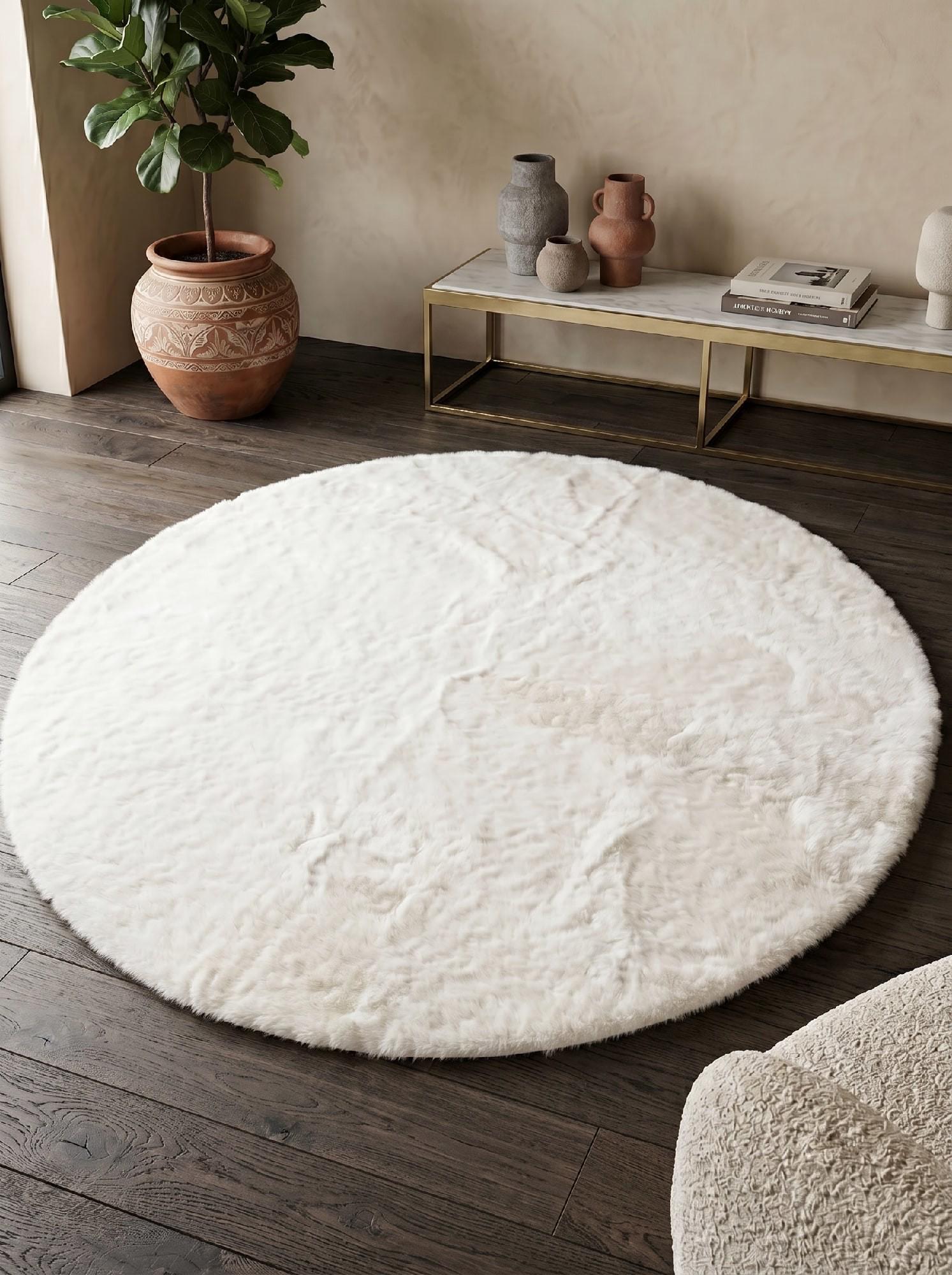 Килим з високим ворсом Estera TPR коло 100x100 см White (105981010) Килим з високим ворсом Estera TPR коло 100x100 см White (105981010)