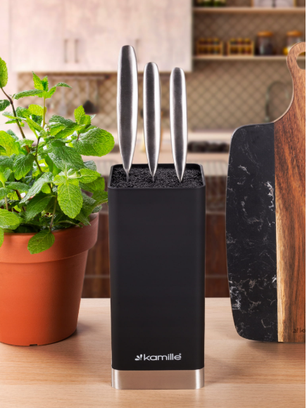 Подставка для ножей квадратная Kamille 22 см Черный - фото 4 Подставка для ножей квадратная Kamille 22 см Черный - фото 4