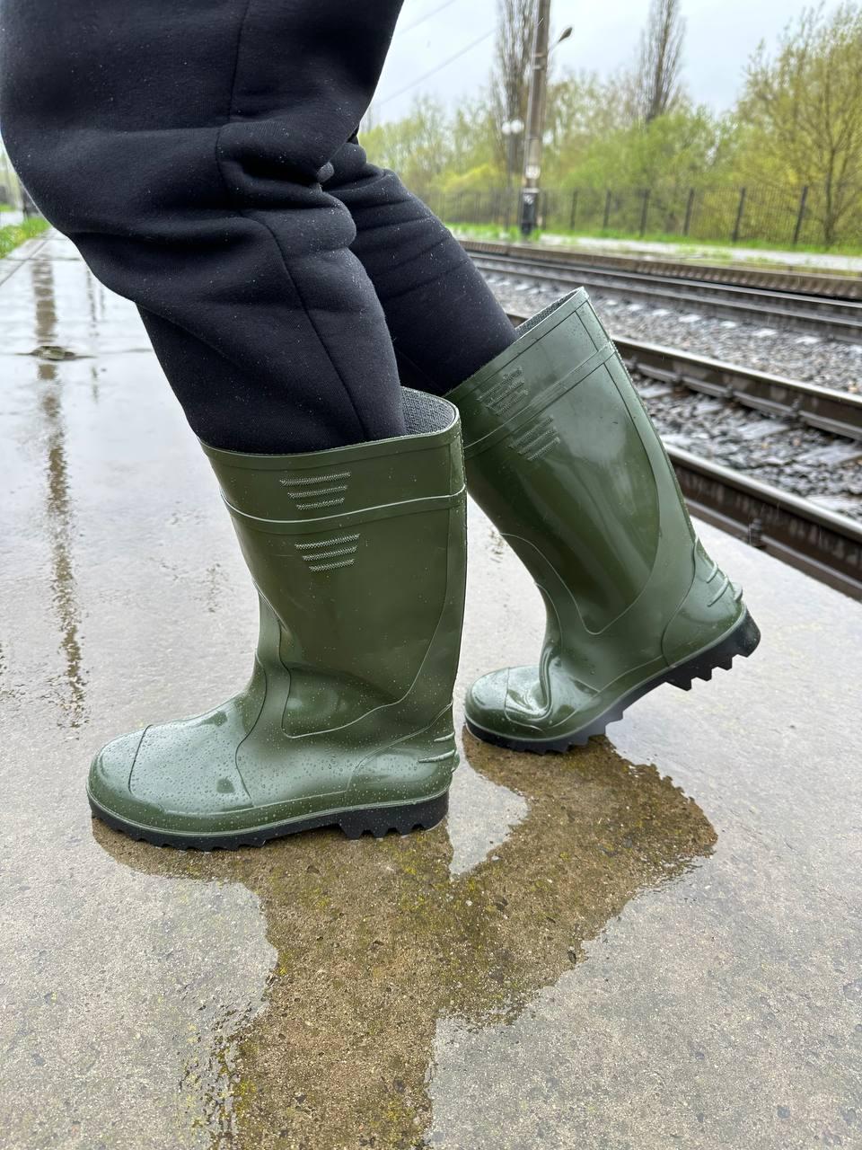 Сапоги резиновые демисезоне высокие р. 44 Олива (0272-44) - фото 2