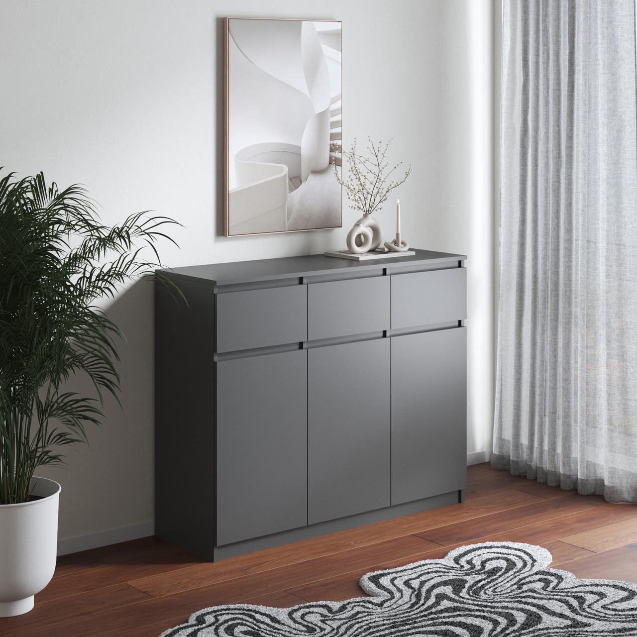 Комод з шухлядами та полицями Вайс R-33 120х40х98 см Антрацит (30291528) - фото 1 Комод з шухлядами та полицями Вайс R-33 120х40х98 см Антрацит (30291528) - фото 1