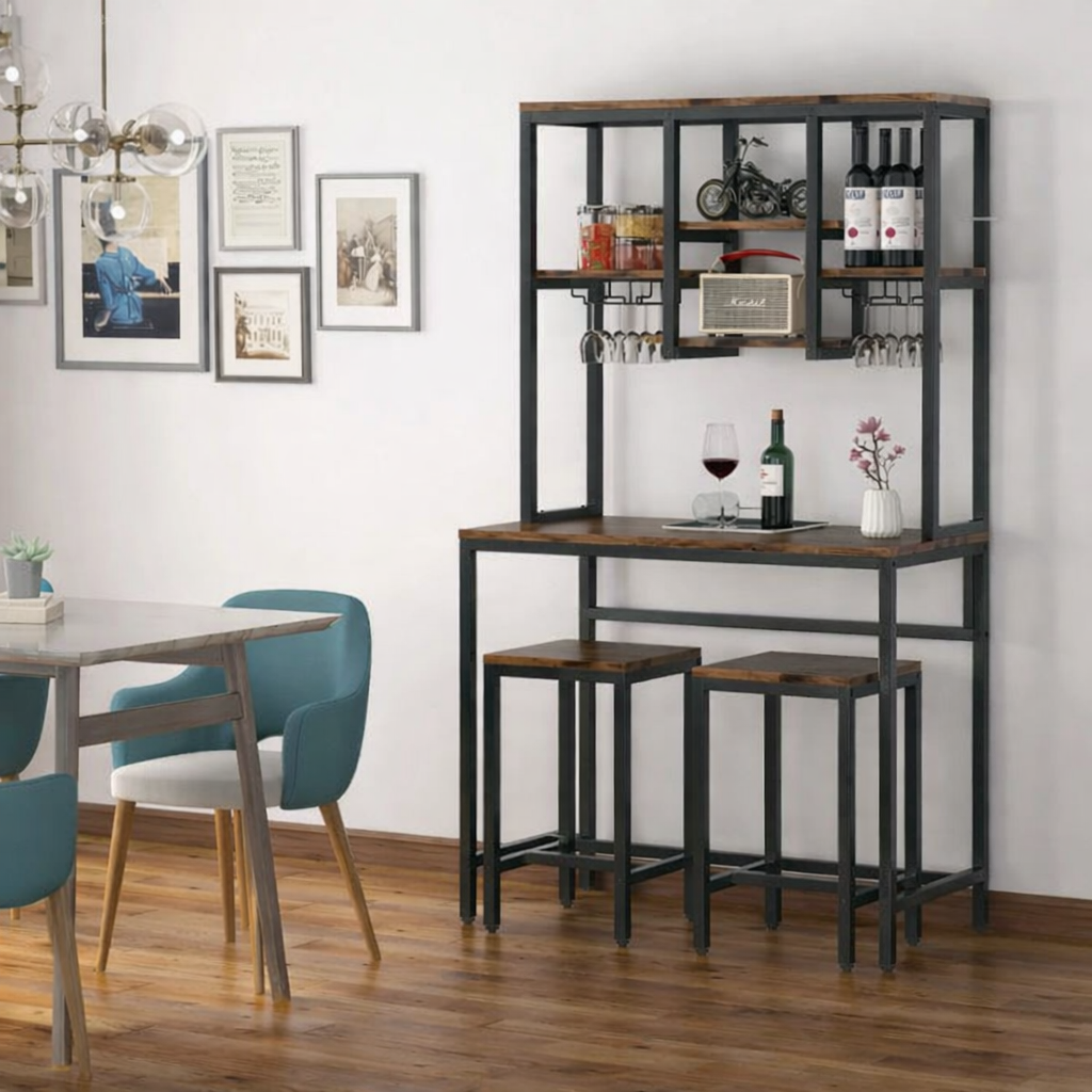 Стол Bordeaux Corner с 2 барными стульями Черный/коричневый