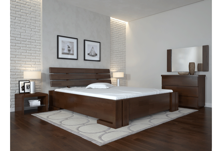 Кровать Arbor Drev Домино из натурального дерева сосна 120х200 см Орех темный (3290)