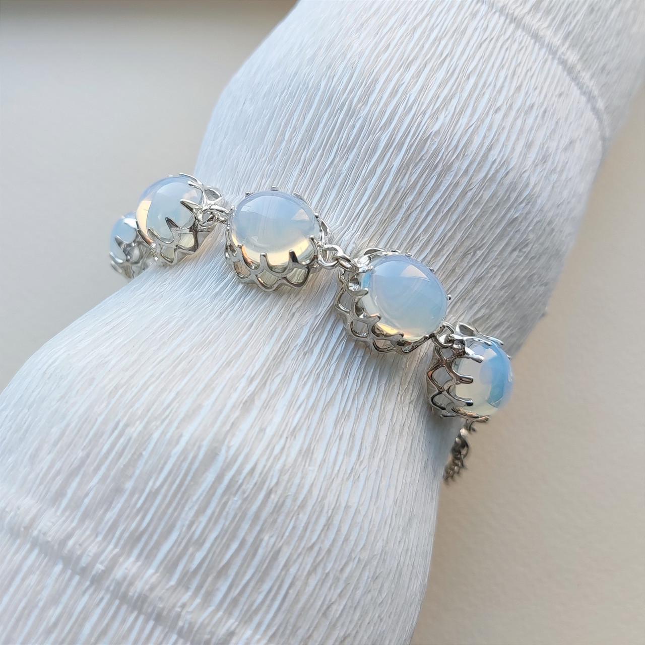 Серебряный браслет с лунным камнем 21 см (251.2бр)