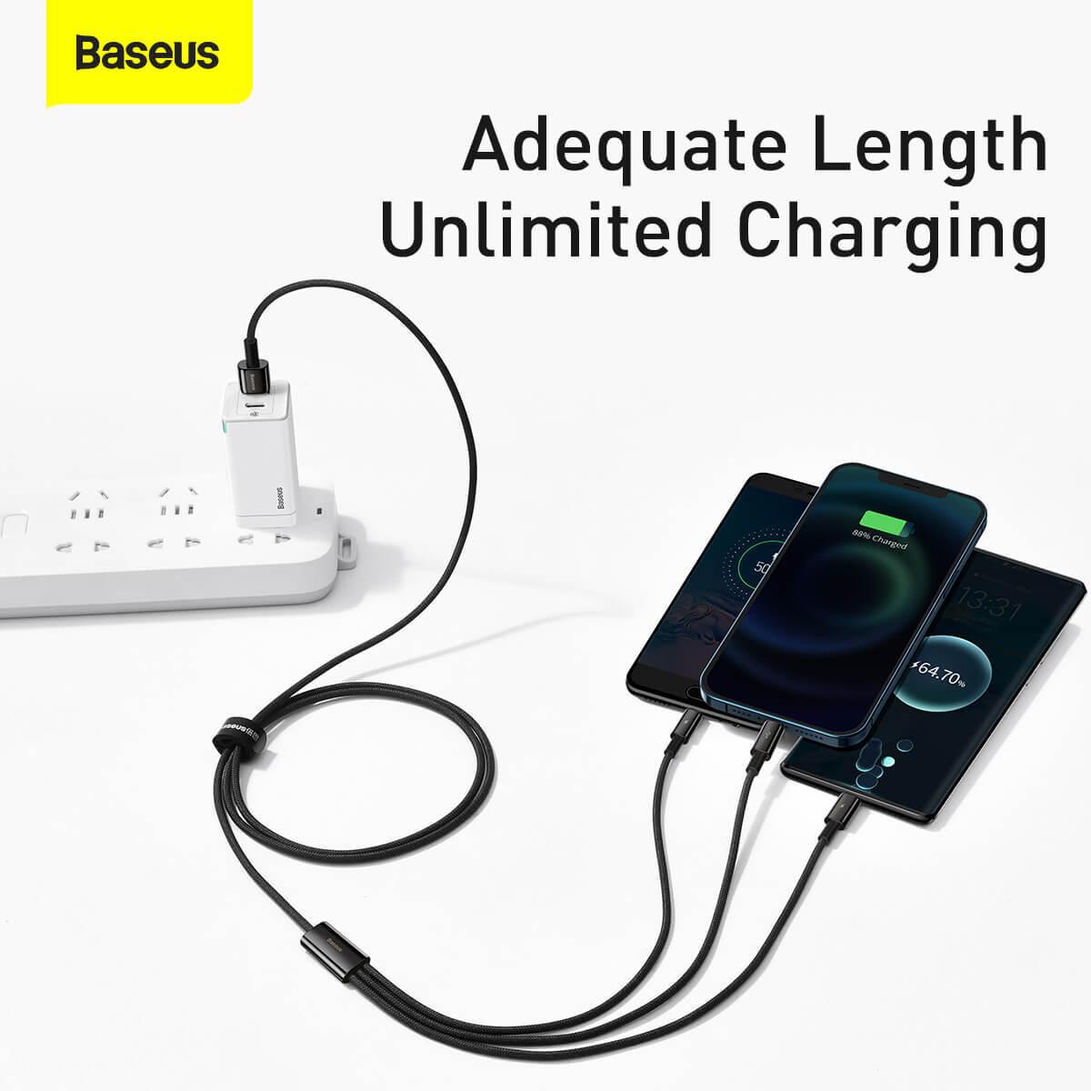 Кабель Baseus Tungsten Gold Charging Data Cable USB to Lightning Type-C Micro USB 3,5 A 1,5 м Black (CAMLTWJ-01) - фото 6