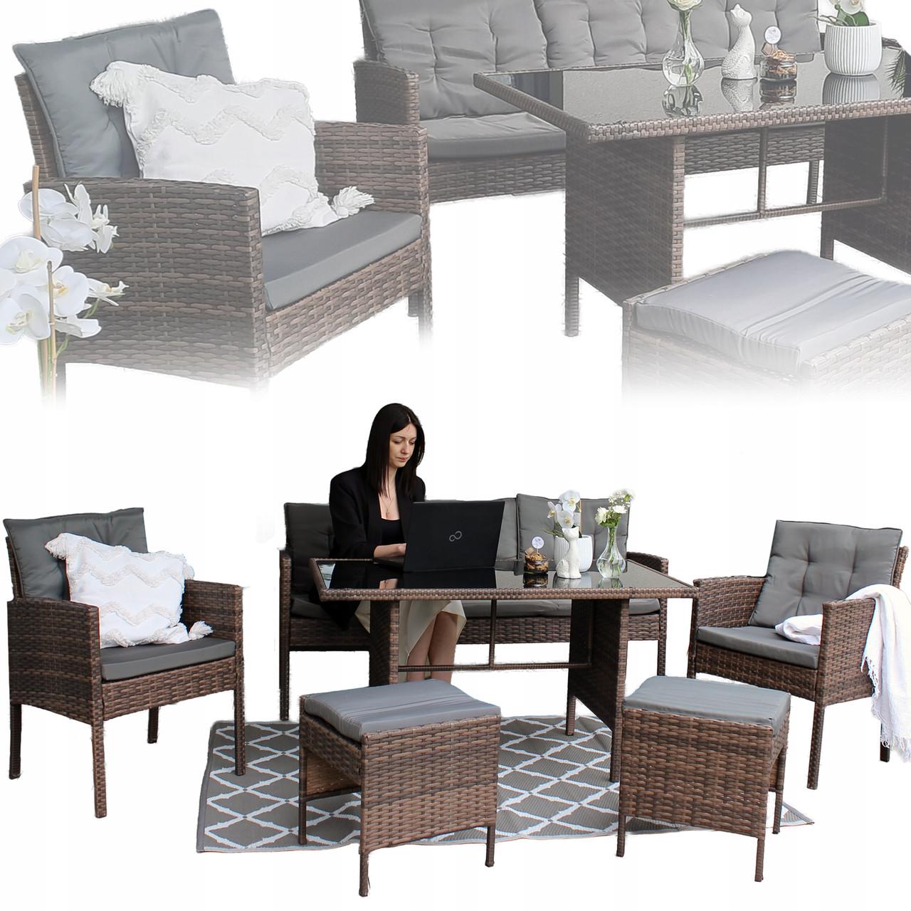 Комплект меблів GardenLine Vaduz Brown (SAD9590) - фото 3 Комплект меблів GardenLine Vaduz Brown (SAD9590) - фото 3