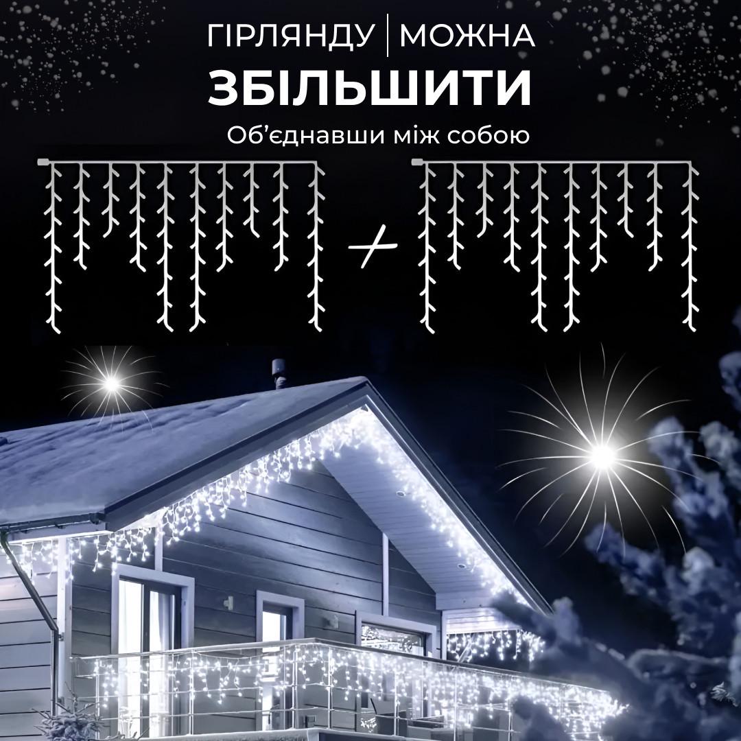 Гірлянда вулична LED бахрома 120 світлодіодів 27 ниток 6 м Білий (1961047413) - фото 7 Гірлянда вулична LED бахрома 120 світлодіодів 27 ниток 6 м Білий (1961047413) - фото 7