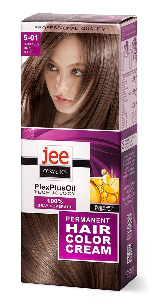 Крем-краска для волос стойкая JEE Cosmetics тон 5-01 Роскошный темно-русый (2265854571)
