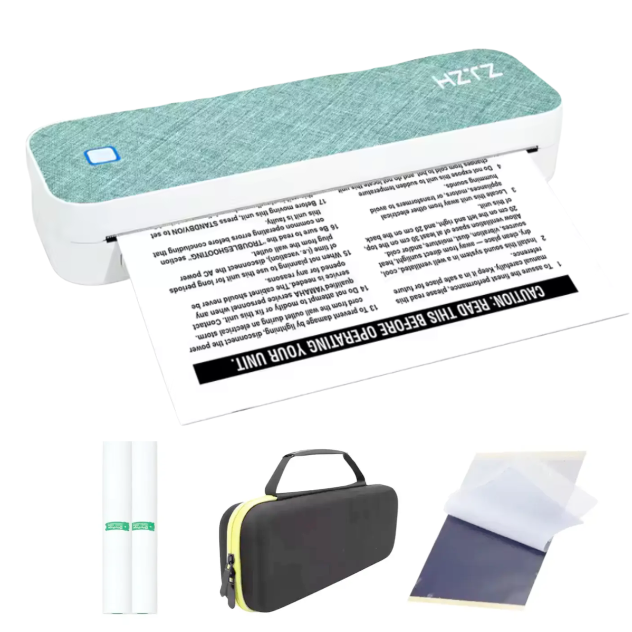 Термопринтер для друку документів та ескізів тату HZTZ A4XR Bluetooth 203 dpi A4 портативний та чохол/2 рулони термо паперу/5 арк. паперу (32710222)