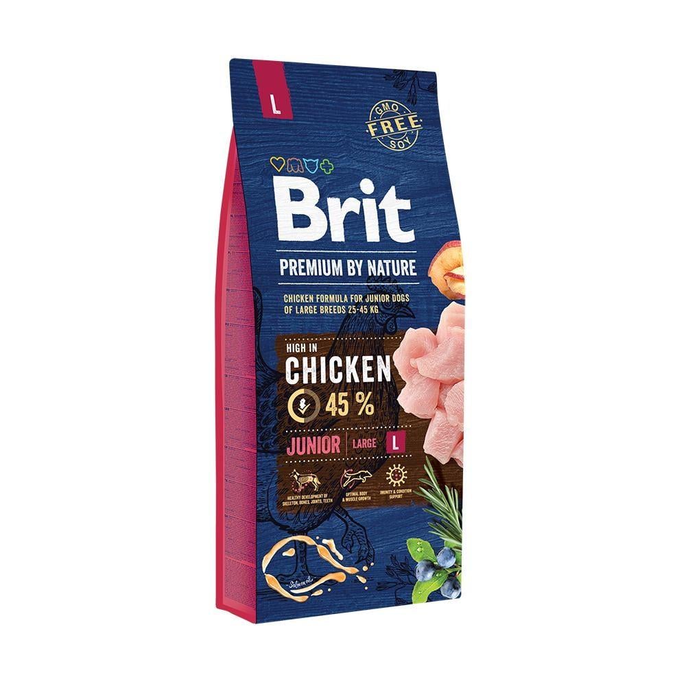 Корм сухой Brit Premium Dog Junior L для щенков и молодых собак больших пород от 1 до 24 месяцев весом 25-45 кг с курицей (8595602526437)