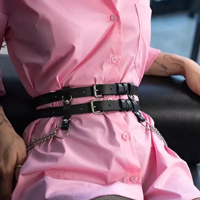 Пояс жіночий готичний LET’S RESIN із подвійною пряжкою та декоративним ланцюгом довжина 99 см (27911048) - фото 2 Пояс жіночий готичний LET’S RESIN із подвійною пряжкою та декоративним ланцюгом довжина 99 см (27911048) - фото 2