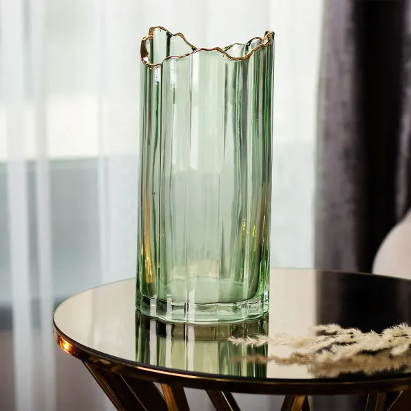 ᐉ Ваза декоративная Glass Flower стеклянная 24,5 см Зеленый (HP