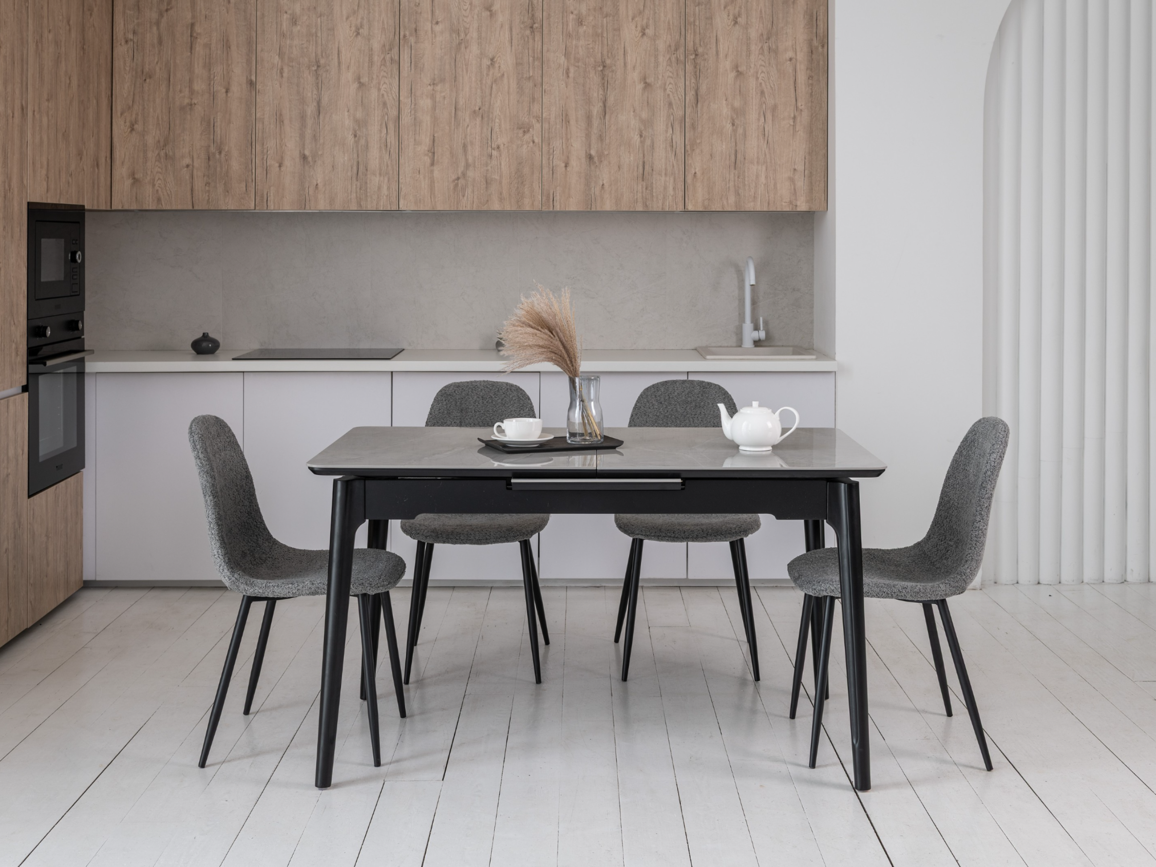 Стол обеденный раздвижной Vetro Mebel 1400- 1800x800x760 мм Калаката мрамор/Черный(TМ-89) - фото 7 Стол обеденный раздвижной Vetro Mebel 1400- 1800x800x760 мм Калаката мрамор/Черный(TМ-89) - фото 7