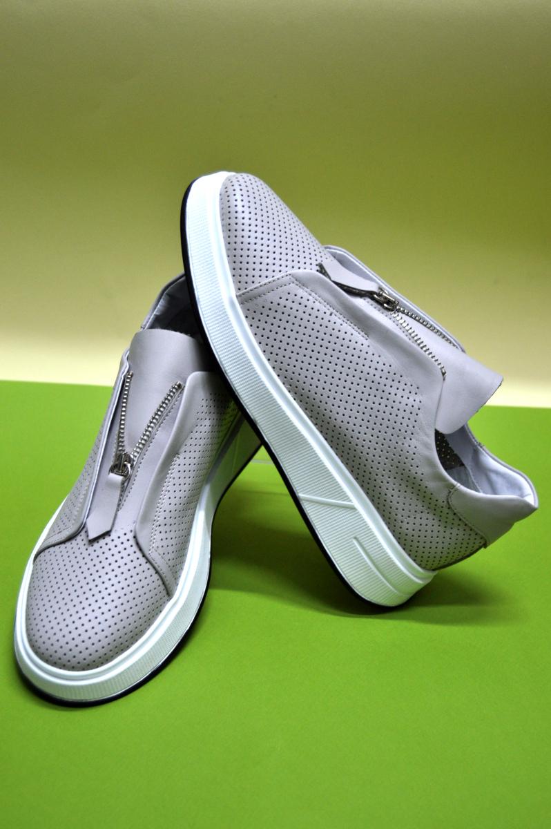 Туфлі жіночі Aquamarin перфоровані шкіряні з блискавкою р. 38 Сірий (94100800238) - фото 2