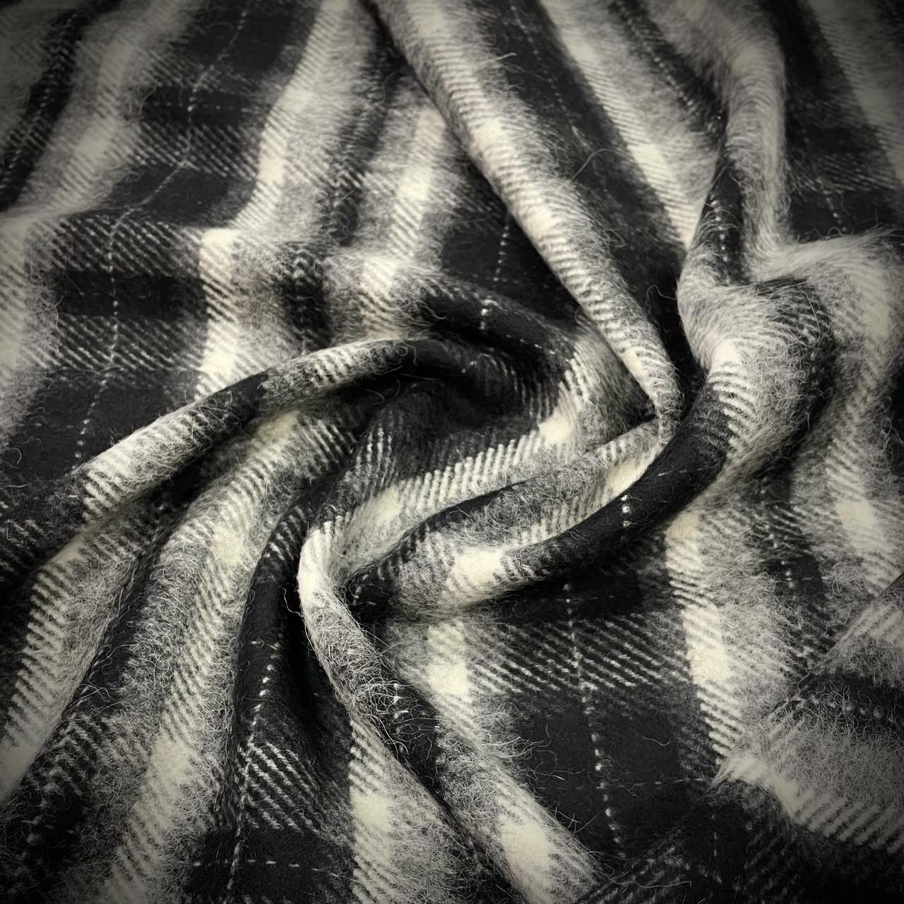 Ткань пальтовая в клетку шерсть Черный (24757964)