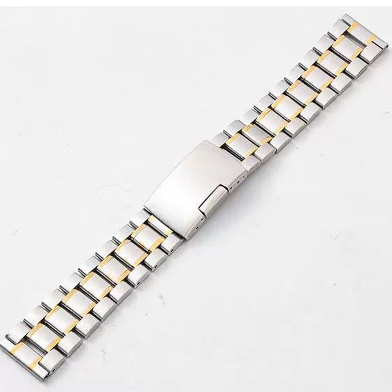 Браслет сталевий литий універсальний PREMIUM для годинника комбінований із боковою застібкою 22 мм