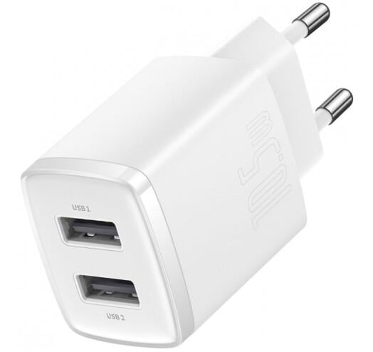 Зарядний пристрій Baseus Compact 2xUSB 10,5 W 2,1 A White (CCXJ010202) - фото 5