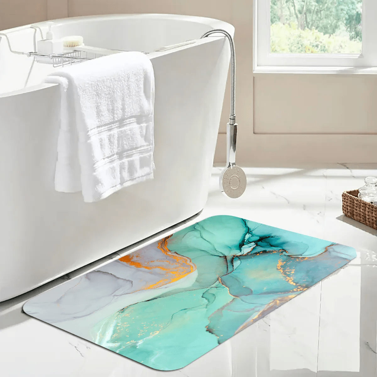 Набор ковриков и шторка для ванной комнаты Бирюзовый (2387695942) - фото 4