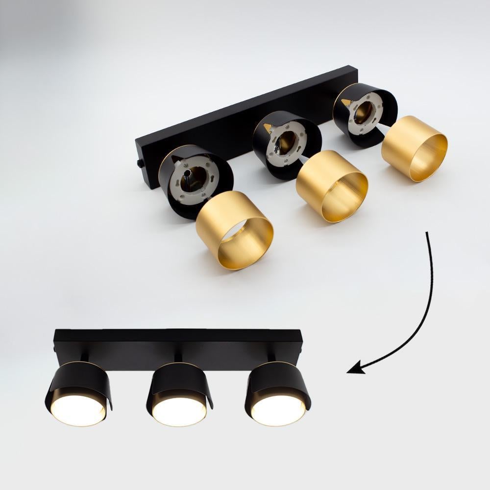 Світильник точковий ESLLSE TELA 3R DL GX53 400x100x135 мм Чорно-золотий (10534) - фото 5 Світильник точковий ESLLSE TELA 3R DL GX53 400x100x135 мм Чорно-золотий (10534) - фото 5