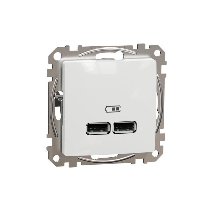 Розетка Schneider Electric USB тип A+A Sedna Design&Element 21А ABS-PC Білий (SDD111401)