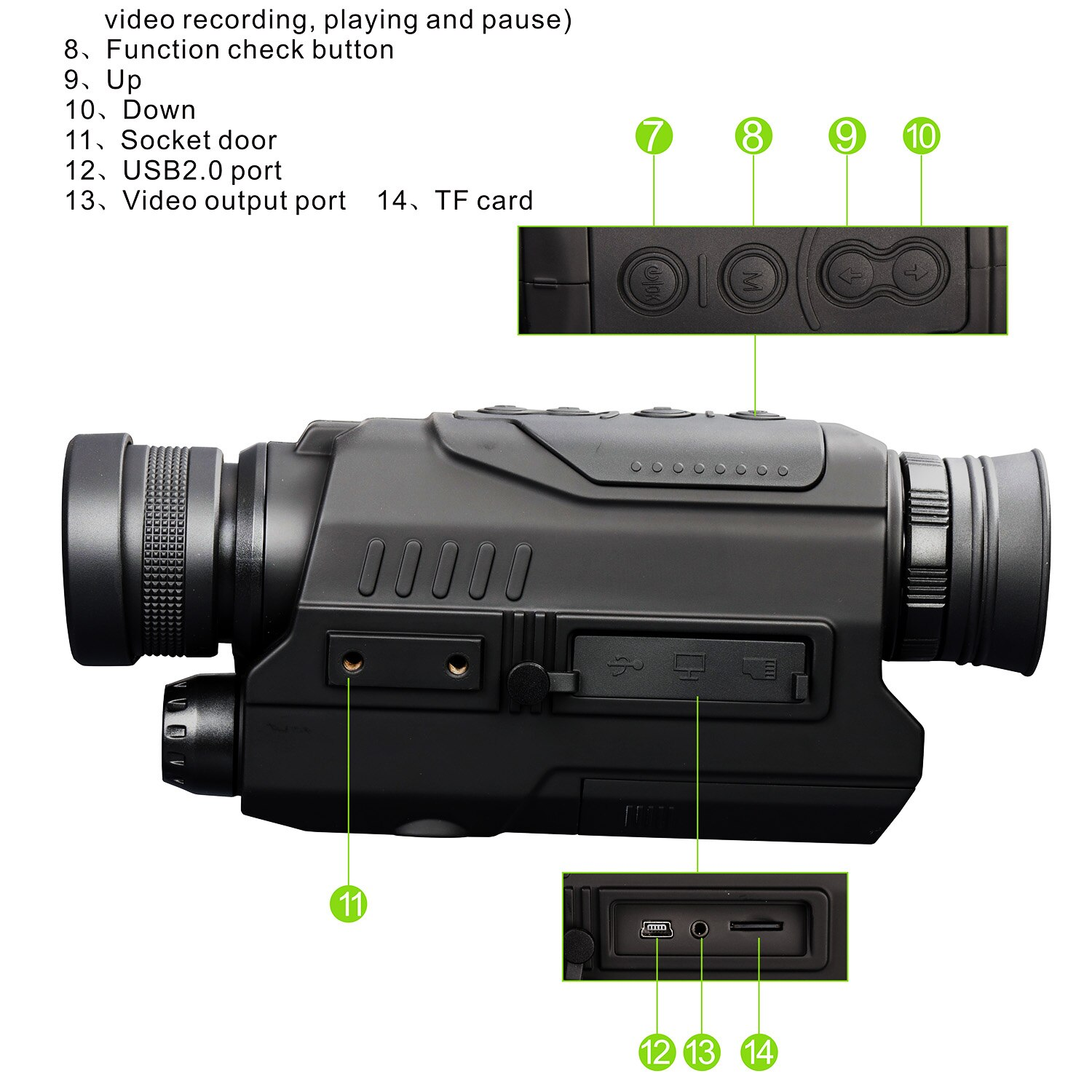 Монокуляр нічного бачення NoHawk PJ2-0532 до 200 м Чорний - фото 5