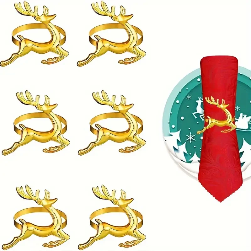 Набор колец для салфеток Мальва Олени 6 шт. Золотой - фото 2 Набор колец для салфеток Мальва Олени 6 шт. Золотой - фото 2