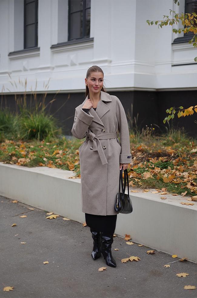 Пальто Lipar 6320 шерстяное удлиненное р. 50 Бежевый (30379656) - фото 4