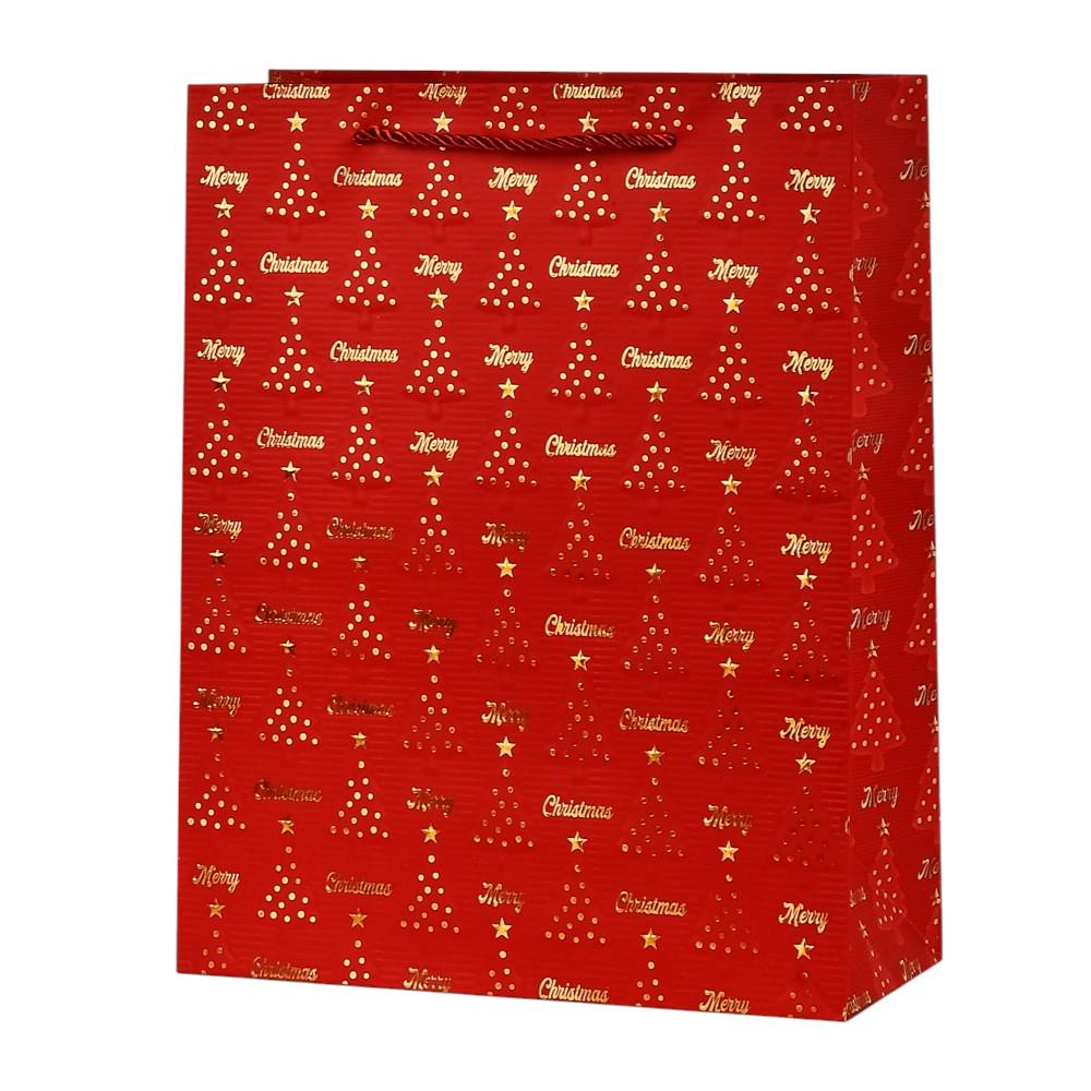 Подарочный пакет Stenson Christmas tree 15х14х7 см Красный (R32991-XS)
